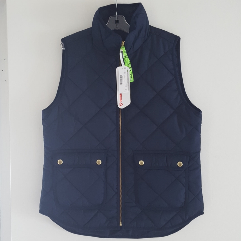 J Crew Navy Blue Excursion Puffer quilted Vest AC640 - Picture 2 of 9